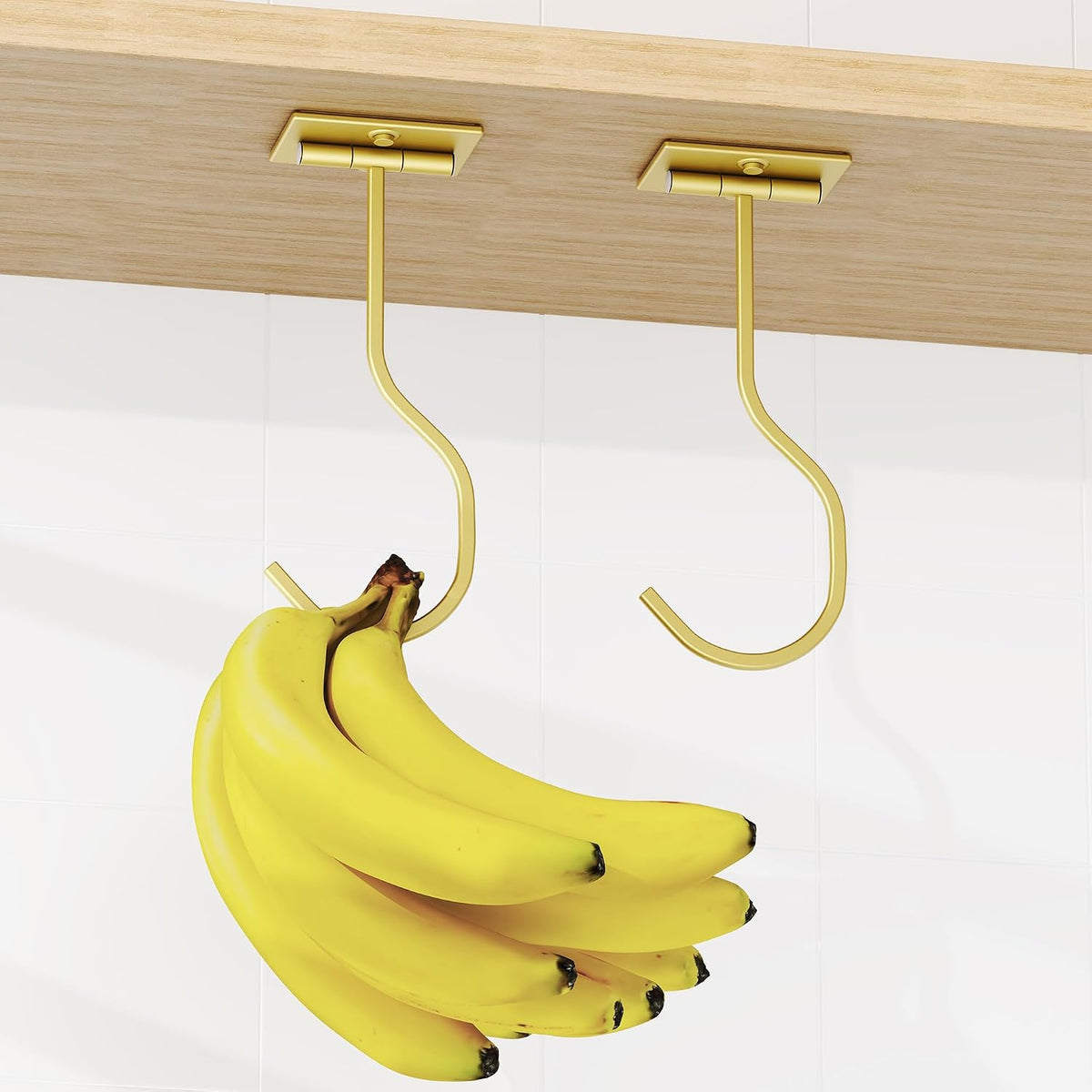 Adhesive Banana Hook Under Cabinet, Under Counter Banana Hanger, Black