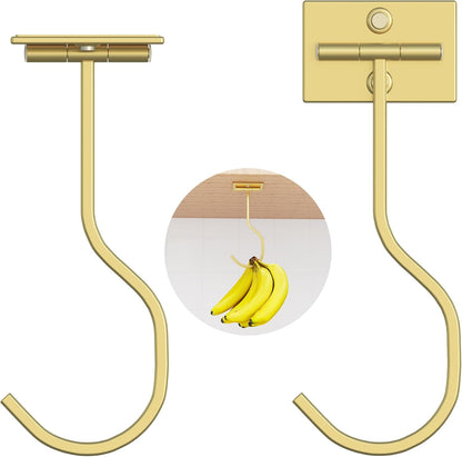 Adhesive Banana Hook Under Cabinet, Under Counter Banana Hanger, Black