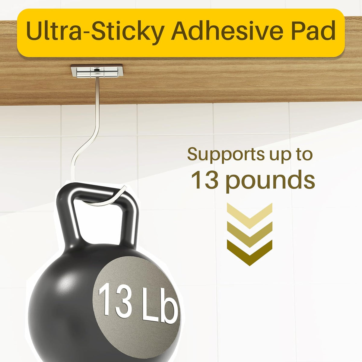 Adhesive Banana Hook Under Cabinet, Under Counter Banana Hanger, Black