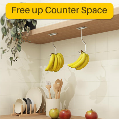 Adhesive Banana Hook Under Cabinet, Under Counter Banana Hanger, Black