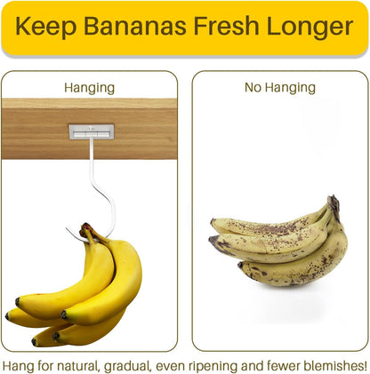 Adhesive Banana Hook Under Cabinet, Under Counter Banana Hanger, Black