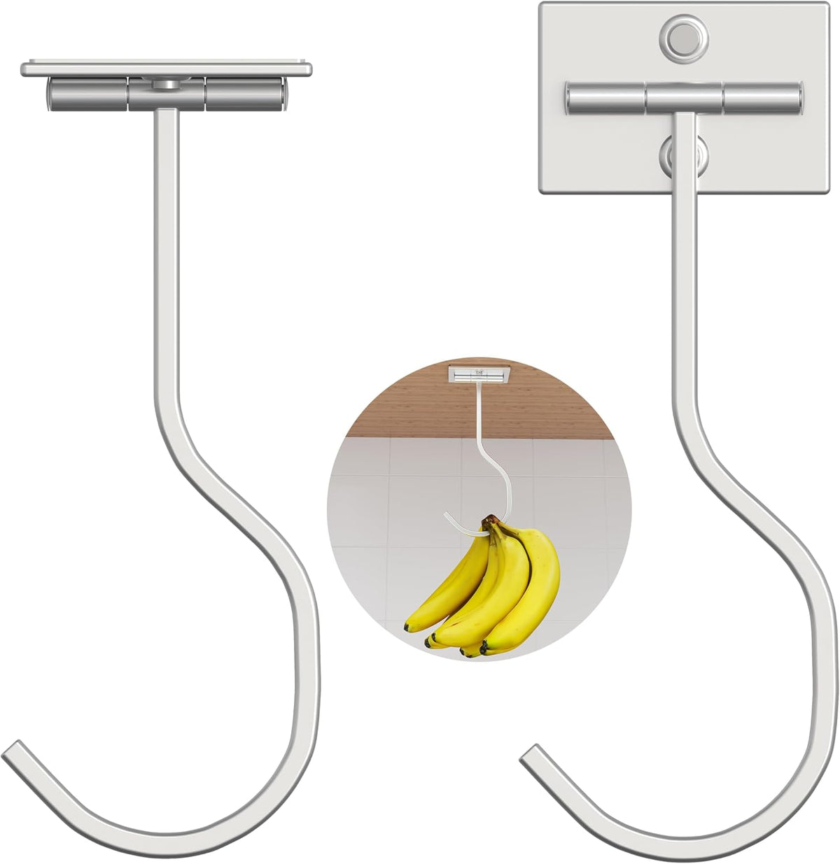 Adhesive Banana Hook Under Cabinet, Under Counter Banana Hanger, Black