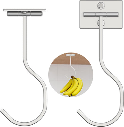 Adhesive Banana Hook Under Cabinet, Under Counter Banana Hanger, Black