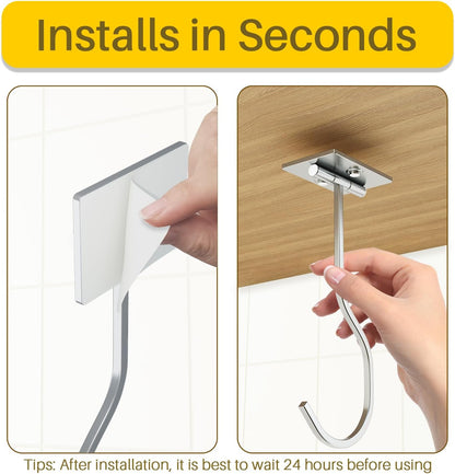 Adhesive Banana Hook Under Cabinet, Under Counter Banana Hanger, Black