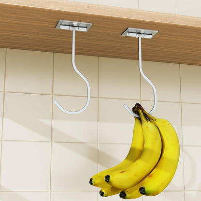 Adhesive Banana Hook Under Cabinet, Under Counter Banana Hanger, Black