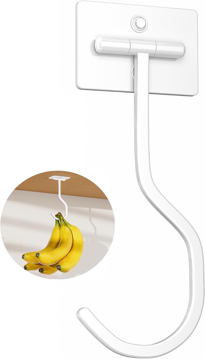 Adhesive Banana Hook Under Cabinet, Under Counter Banana Hanger, Black