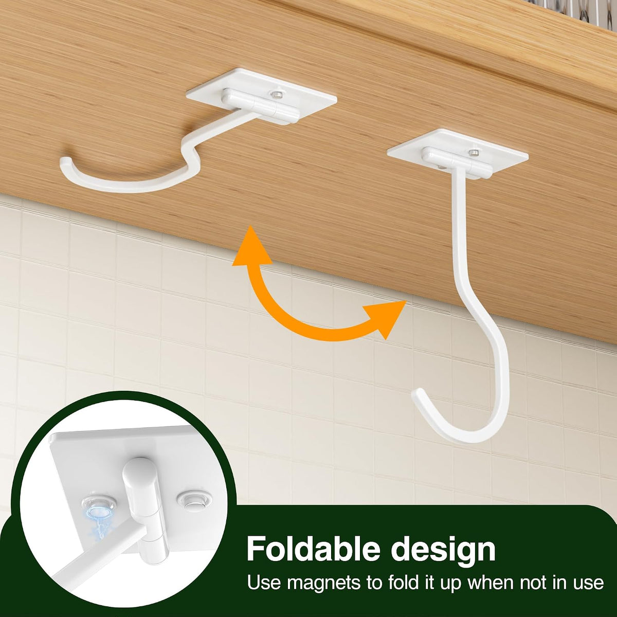 Adhesive Banana Hook Under Cabinet, Under Counter Banana Hanger, Black