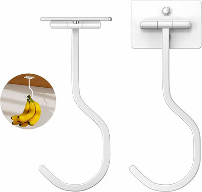 Adhesive Banana Hook Under Cabinet, Under Counter Banana Hanger, Black