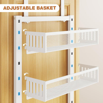 Pantry Door Organizers and Storage, 8-Tier Large Metal Heavy-Duty Frame Over the Door Spice Rack, 2 in 1 Wall-Mounted or Hanging shelf for Kitchen, Bathroom, Laundry Room, Bedroom, Closet &Nursery
