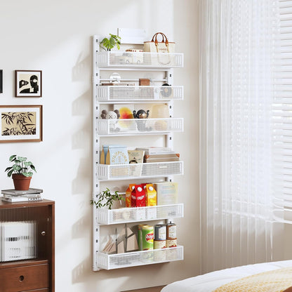 Pantry Door Organizers and Storage, 8-Tier Large Metal Heavy-Duty Frame Over the Door Spice Rack, 2 in 1 Wall-Mounted or Hanging shelf for Kitchen, Bathroom, Laundry Room, Bedroom, Closet &Nursery