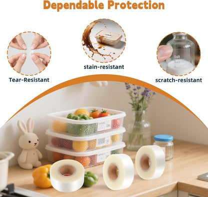 500 PCS Clear Stickers, Clear Labels Transparent Label Protectors Wafer Seal Stickers for Office, Library, Waterproof Labels for Protecting Mail & Package Barcodes, Books, Numbers (3.15×1.2 inch)