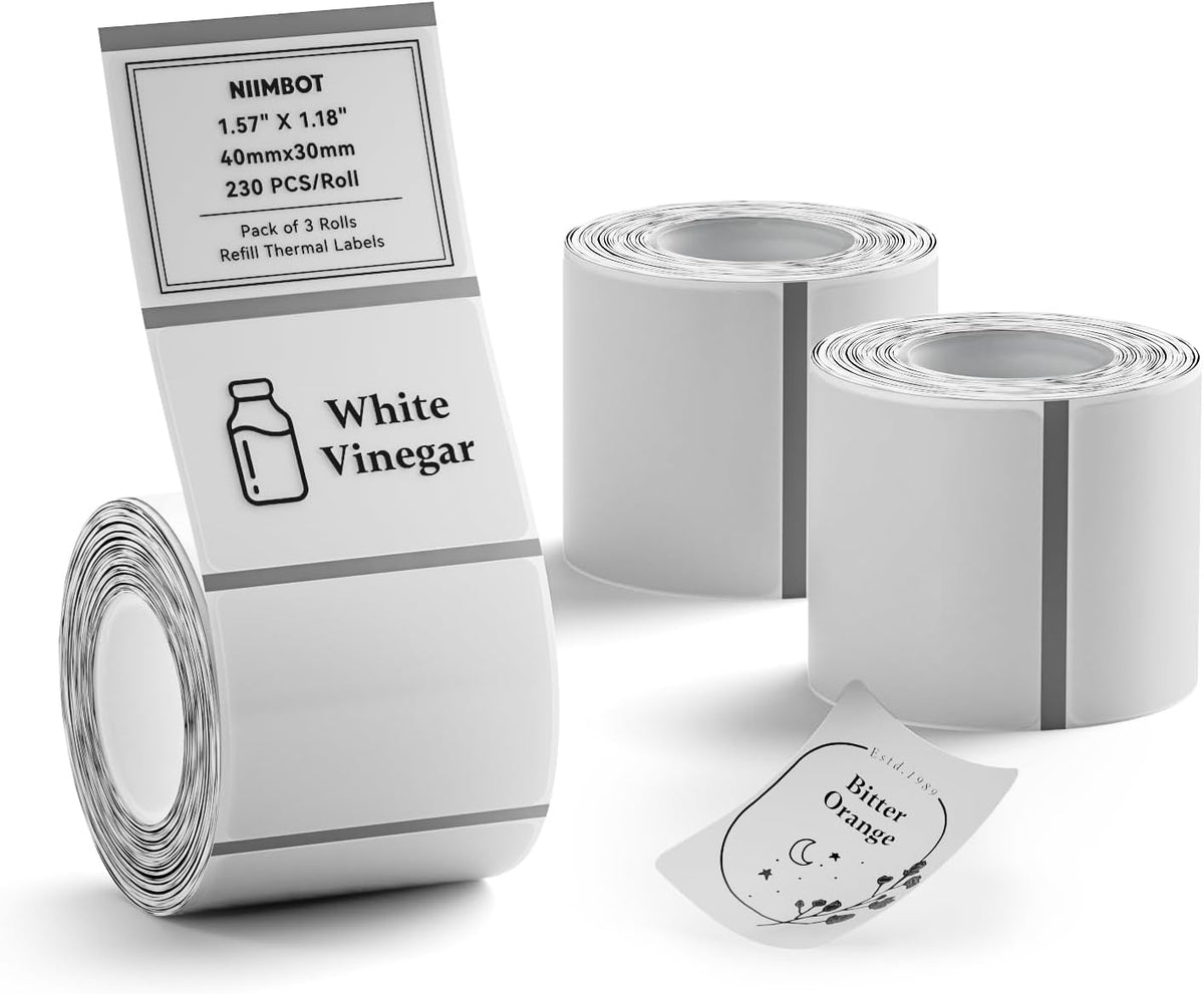 3 Roll Set Labels, 2" x 3.2" (50x80mm) Waterproof Thermal Label | for B1/B21/B31 Label Maker, for Product Info/Address/Barcode/Price/Homemade Food