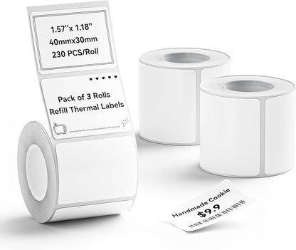 3 Roll Set Labels, 2" x 3.2" (50x80mm) Waterproof Thermal Label | for B1/B21/B31 Label Maker, for Product Info/Address/Barcode/Price/Homemade Food