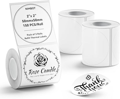 3 Roll Set Labels, 2" x 3.2" (50x80mm) Waterproof Thermal Label | for B1/B21/B31 Label Maker, for Product Info/Address/Barcode/Price/Homemade Food