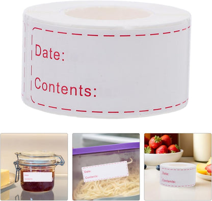 Removable Freezer Labels Date Content Label Stickers for Food Storage Kitchen Fridge Labels for Containers Food Label Stickers for Recording Date Content and Expiration 1 Roll