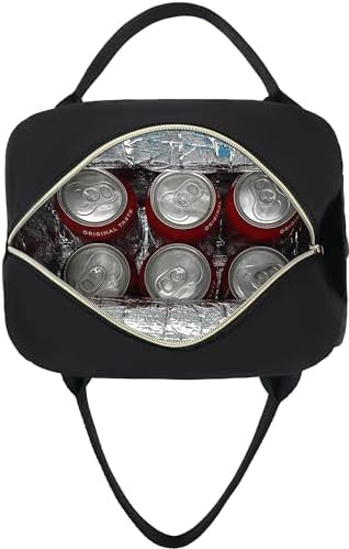 Lunch Box for Women Insulated Lunch Bag Lunchbox Cooler Thermal Leakproof Quilted Reusable Lunch Tote Bag for Work School Travel Picnic (Black) - Colors A