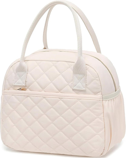 Lunch Box for Women Insulated Lunch Bag Lunchbox Cooler Thermal Leakproof Quilted Reusable Lunch Tote Bag for Work School Travel Picnic (Black) - Colors A