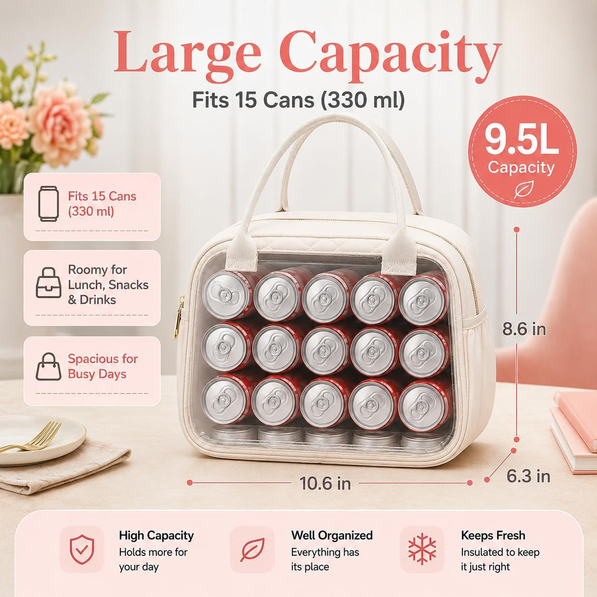 Lunch Box for Women Insulated Lunch Bag Lunchbox Cooler Thermal Leakproof Quilted Reusable Lunch Tote Bag for Work School Travel Picnic (Black) - Colors A