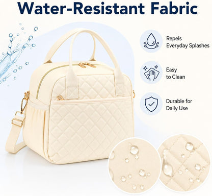 Lunch Box for Women Insulated Lunch Bag Lunchbox Cooler Thermal Leakproof Quilted Reusable Lunch Tote Bag for Work School Travel Picnic (Black) - Colors A
