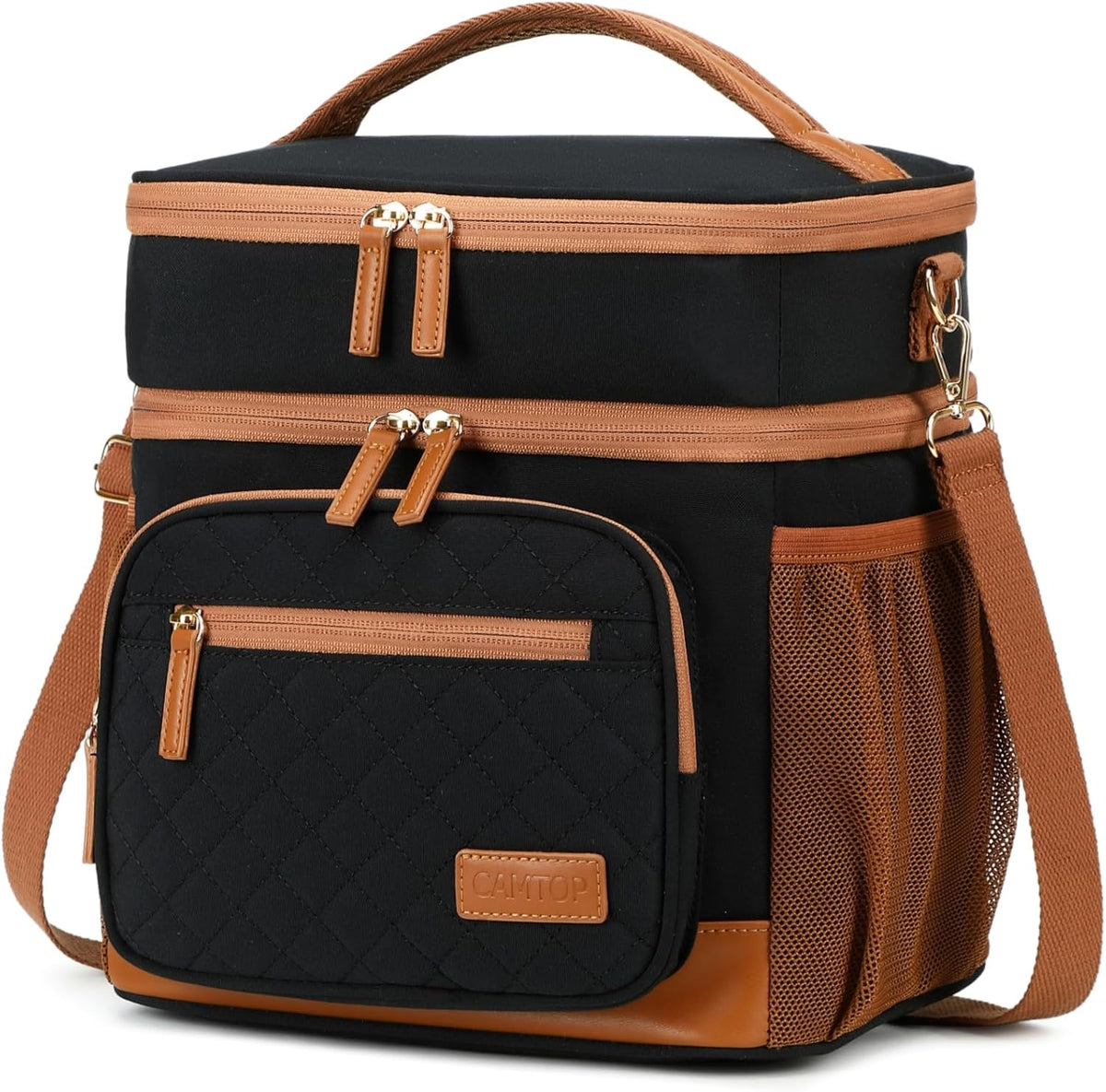 Lunch Box for Women Insulated Lunch Bag Lunchbox Cooler Thermal Leakproof Quilted Reusable Lunch Tote Bag for Work School Travel Picnic (Black) - Colors A