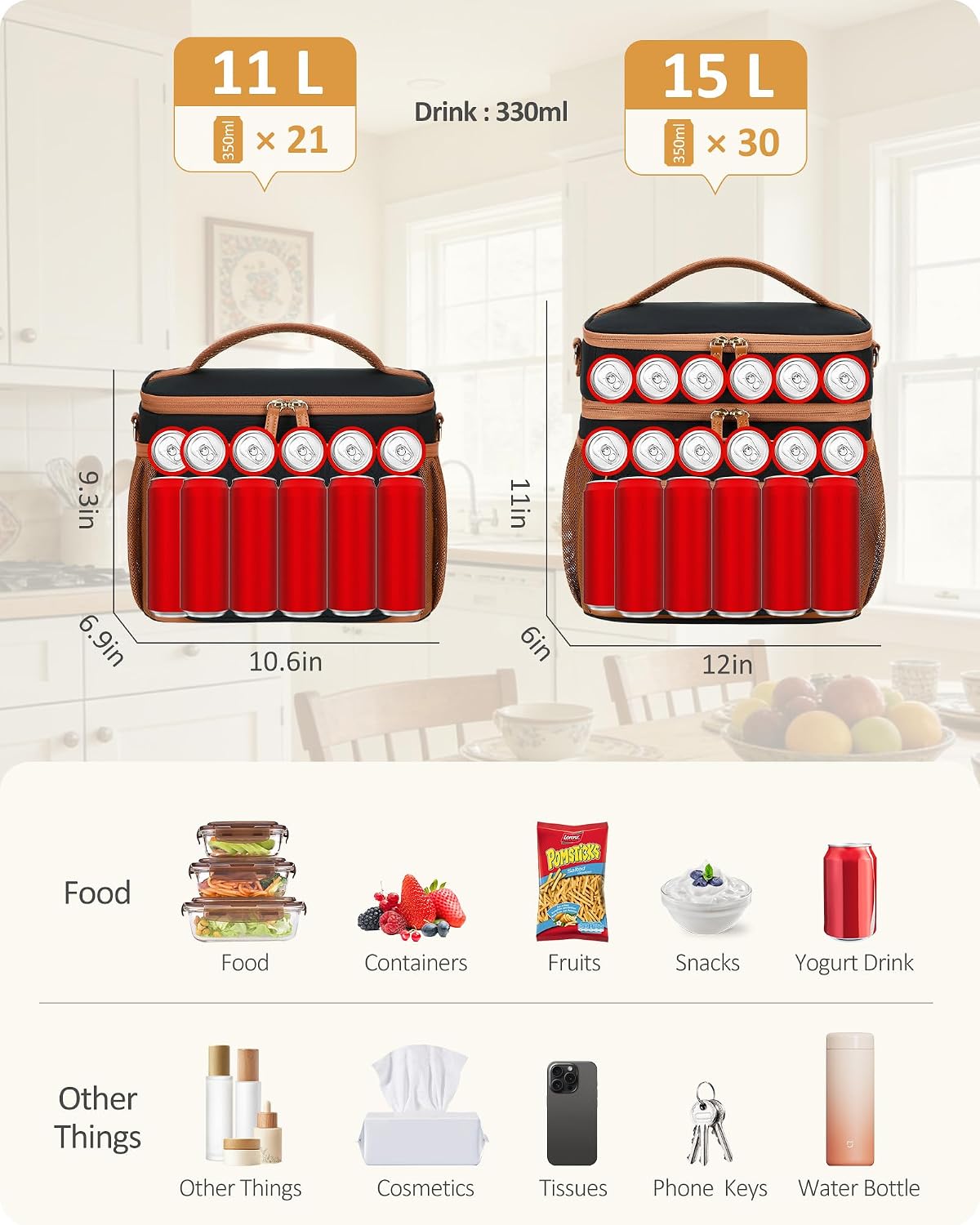 Lunch Box for Women Insulated Lunch Bag Lunchbox Cooler Thermal Leakproof Quilted Reusable Lunch Tote Bag for Work School Travel Picnic (Black) - Colors A