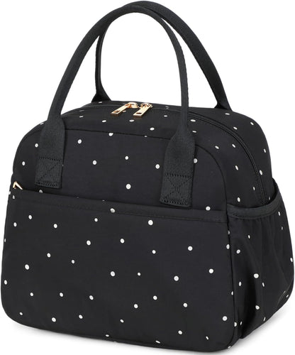 Lunch Box for Women Insulated Lunch Bag Lunchbox Cooler Thermal Leakproof Quilted Reusable Lunch Tote Bag for Work School Travel Picnic (Black) - Colors A