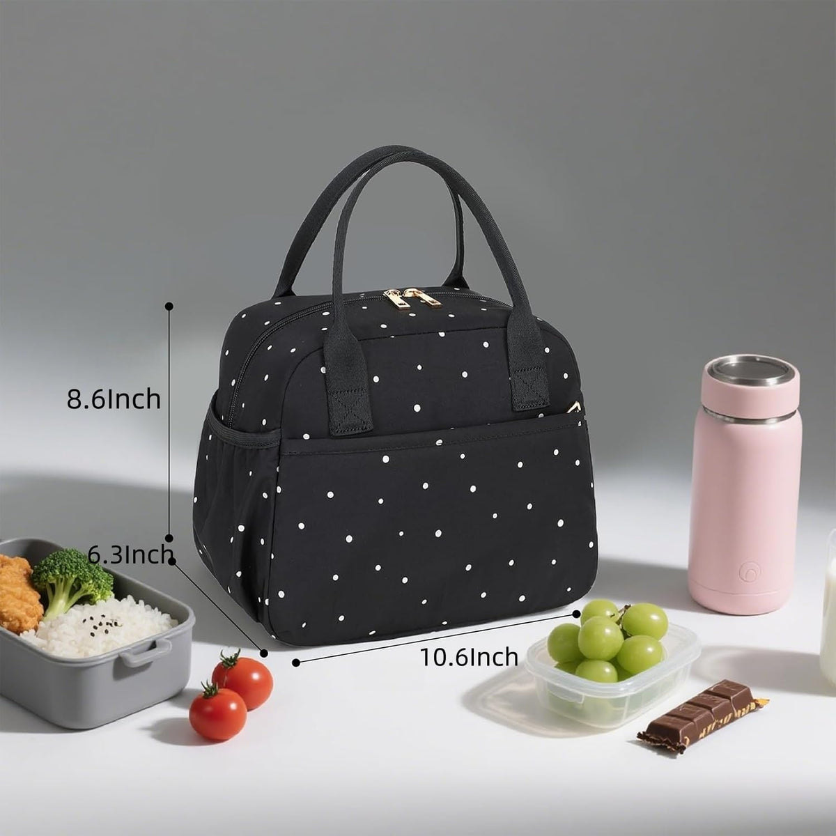 Lunch Box for Women Insulated Lunch Bag Lunchbox Cooler Thermal Leakproof Quilted Reusable Lunch Tote Bag for Work School Travel Picnic (Black) - Colors A