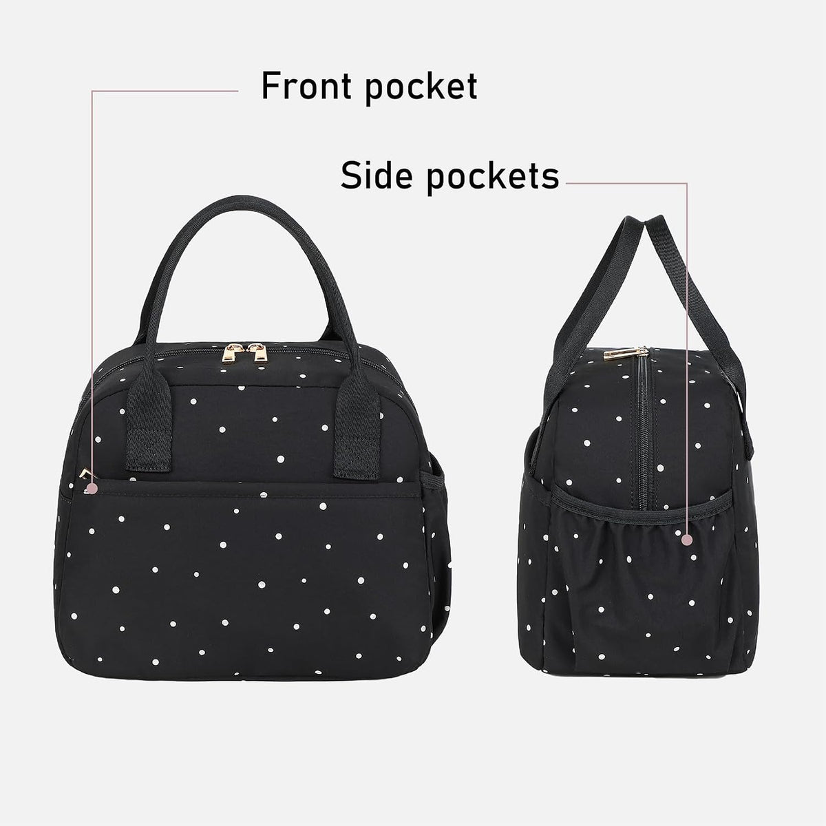 Lunch Box for Women Insulated Lunch Bag Lunchbox Cooler Thermal Leakproof Quilted Reusable Lunch Tote Bag for Work School Travel Picnic (Black) - Colors A