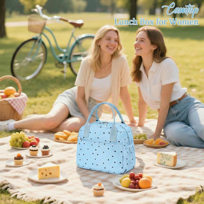 Lunch Box for Women Insulated Lunch Bag Lunchbox Cooler Thermal Leakproof Quilted Reusable Lunch Tote Bag for Work School Travel Picnic (Black) - Colors A