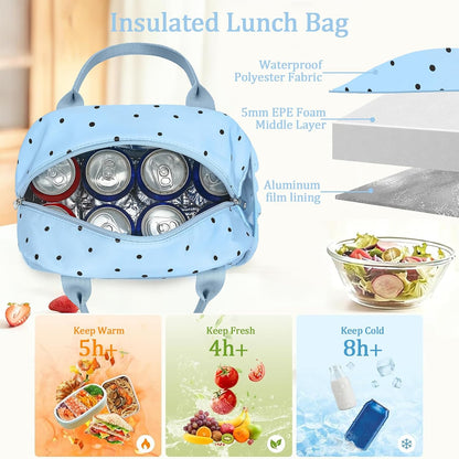 Lunch Box for Women Insulated Lunch Bag Lunchbox Cooler Thermal Leakproof Quilted Reusable Lunch Tote Bag for Work School Travel Picnic (Black) - Colors A