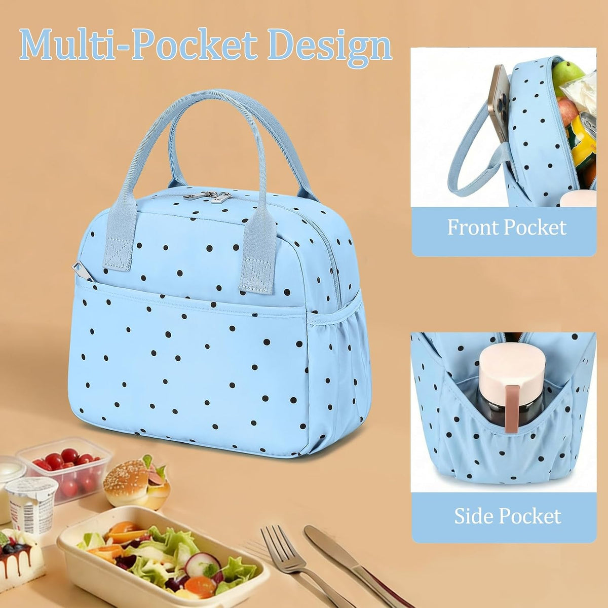 Lunch Box for Women Insulated Lunch Bag Lunchbox Cooler Thermal Leakproof Quilted Reusable Lunch Tote Bag for Work School Travel Picnic (Black) - Colors A