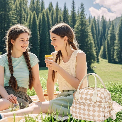 Lunch Box for Women Insulated Lunch Bag Lunchbox Cooler Thermal Leakproof Quilted Reusable Lunch Tote Bag for Work School Travel Picnic (Black) - Colors A