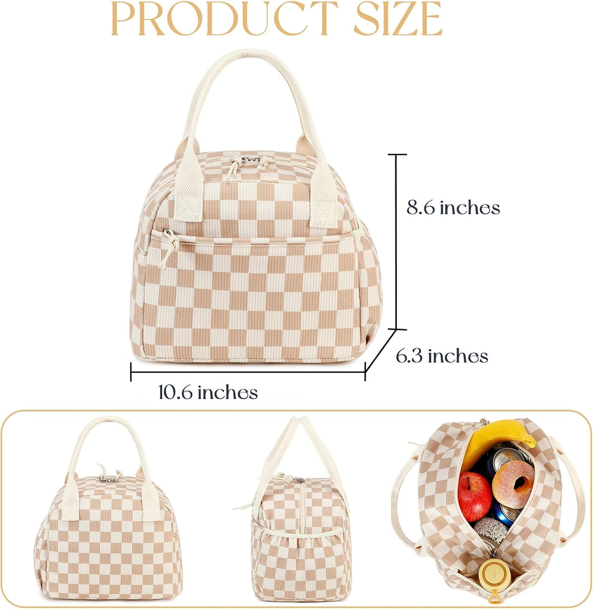 Lunch Box for Women Insulated Lunch Bag Lunchbox Cooler Thermal Leakproof Quilted Reusable Lunch Tote Bag for Work School Travel Picnic (Black) - Colors A