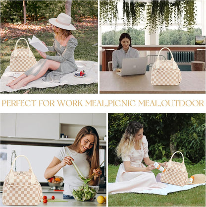 Lunch Box for Women Insulated Lunch Bag Lunchbox Cooler Thermal Leakproof Quilted Reusable Lunch Tote Bag for Work School Travel Picnic (Black) - Colors A