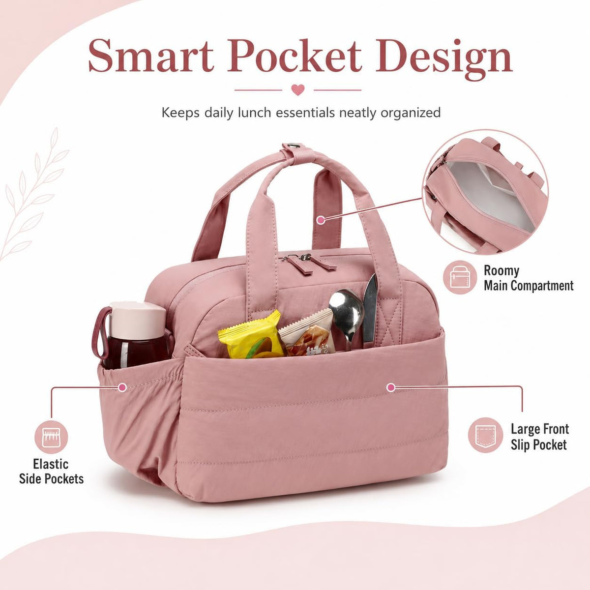 Lunch Box for Women Insulated Lunch Bag Lunchbox Cooler Thermal Leakproof Quilted Reusable Lunch Tote Bag for Work School Travel Picnic (Black) - Colors A