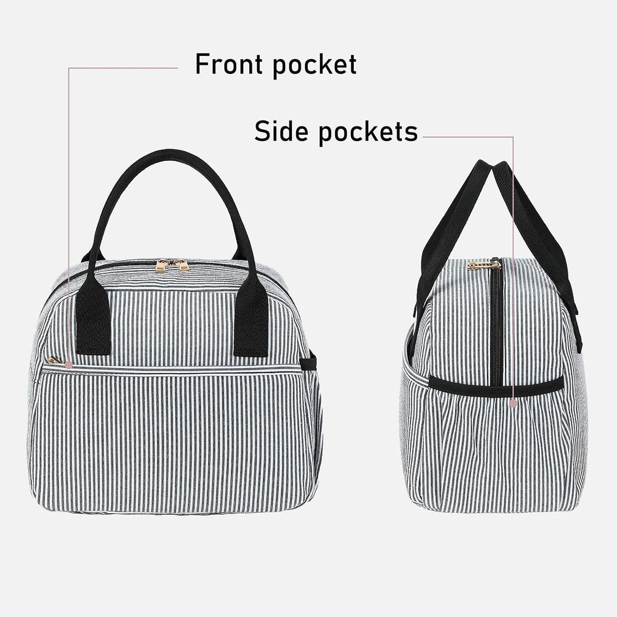 Lunch Box for Women Insulated Lunch Bag Lunchbox Cooler Thermal Leakproof Quilted Reusable Lunch Tote Bag for Work School Travel Picnic (Black) - Colors A