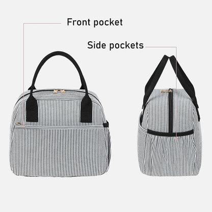 Lunch Box for Women Insulated Lunch Bag Lunchbox Cooler Thermal Leakproof Quilted Reusable Lunch Tote Bag for Work School Travel Picnic (Black) - Colors A