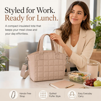 Lunch Box for Women Insulated Lunch Bag Lunchbox Cooler Thermal Leakproof Quilted Reusable Lunch Tote Bag for Work School Travel Picnic (Black) - Colors A