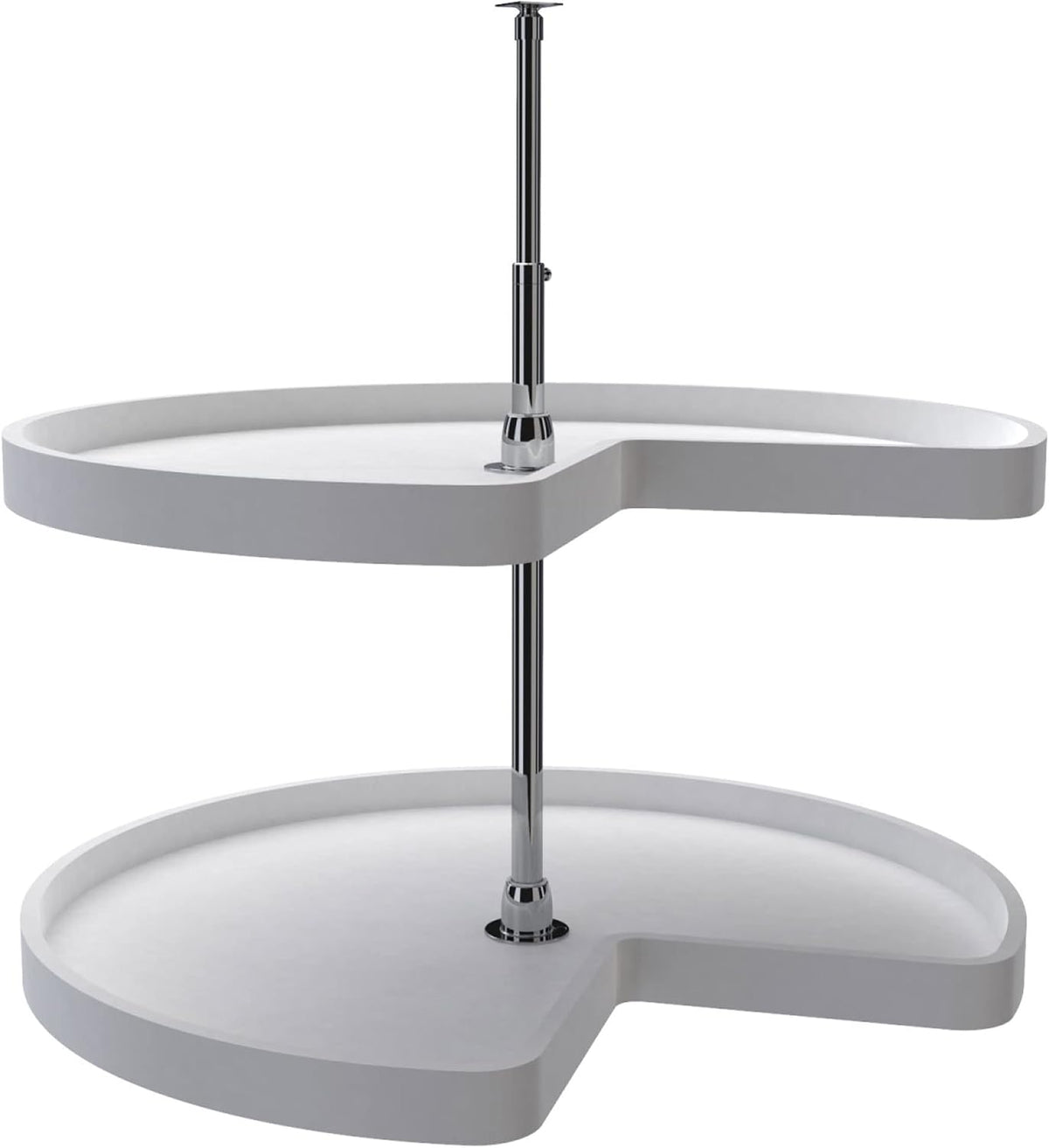 32" Kidney Shaped Dual Tier Lazy Susan Organizer, White