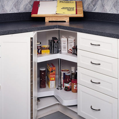 32" Kidney Shaped Dual Tier Lazy Susan Organizer, White