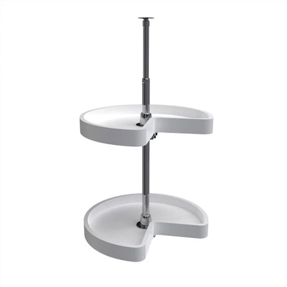 32" Kidney Shaped Dual Tier Lazy Susan Organizer, White