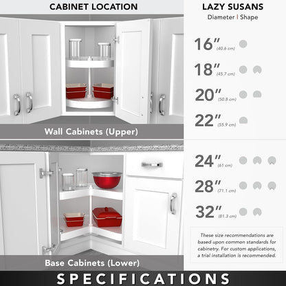 32" Kidney Shaped Dual Tier Lazy Susan Organizer, White