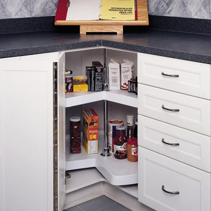 32" Kidney Shaped Dual Tier Lazy Susan Organizer, White