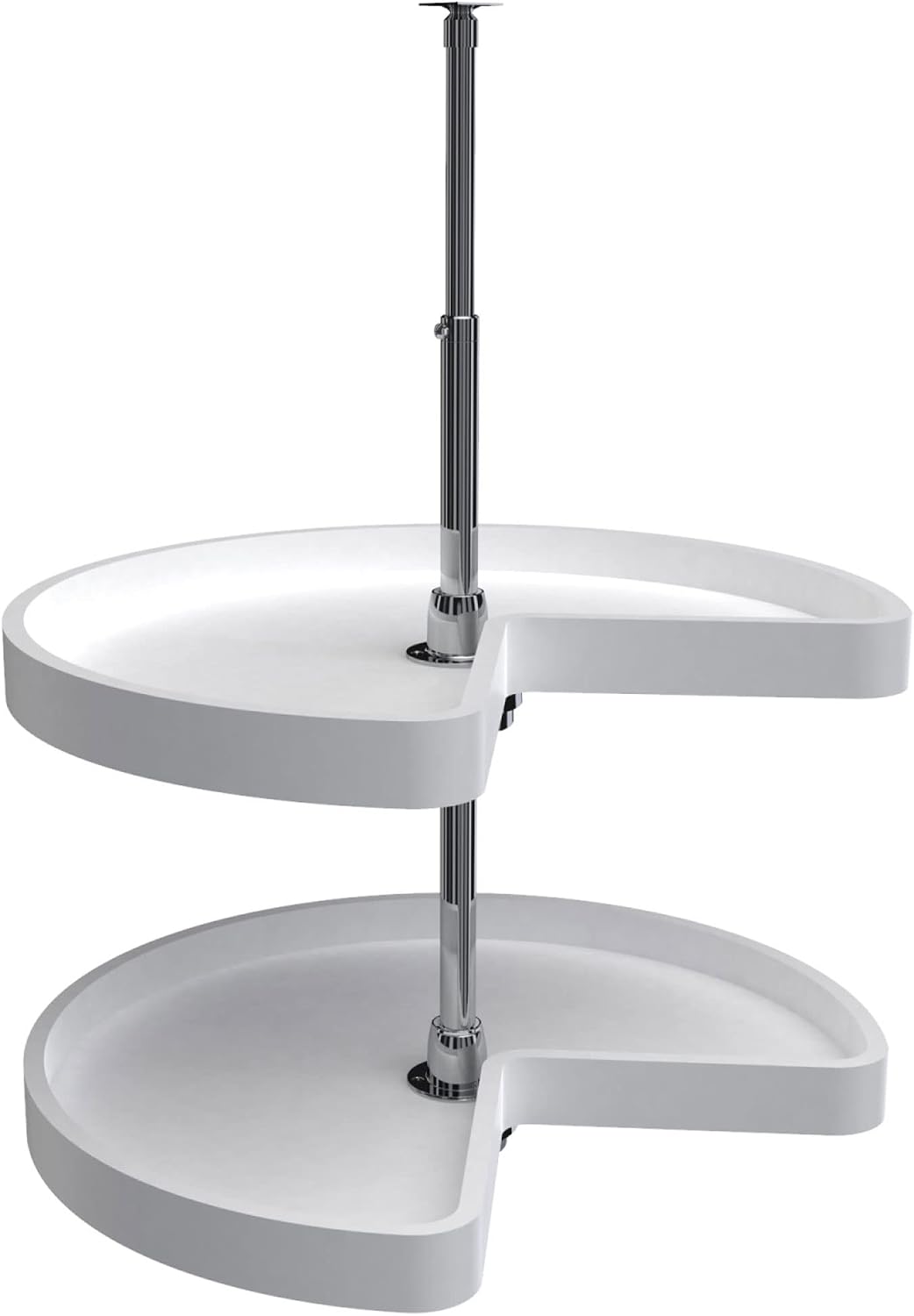 32" Kidney Shaped Dual Tier Lazy Susan Organizer, White