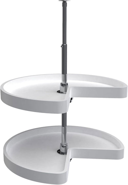 32" Kidney Shaped Dual Tier Lazy Susan Organizer, White