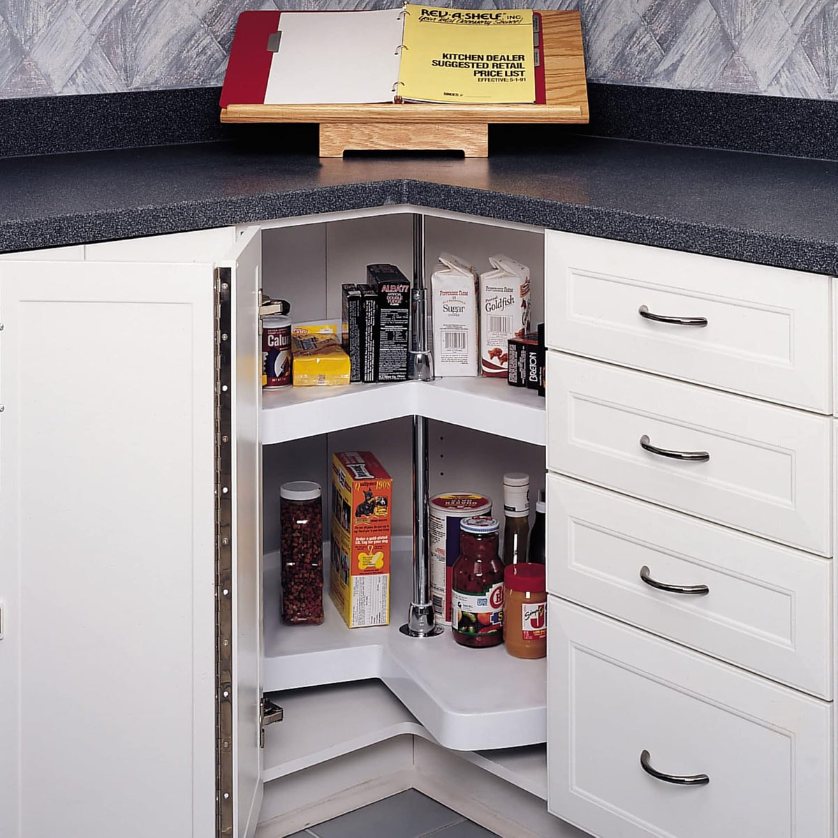 32" Kidney Shaped Dual Tier Lazy Susan Organizer, White