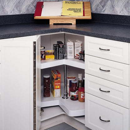 32" Kidney Shaped Dual Tier Lazy Susan Organizer, White