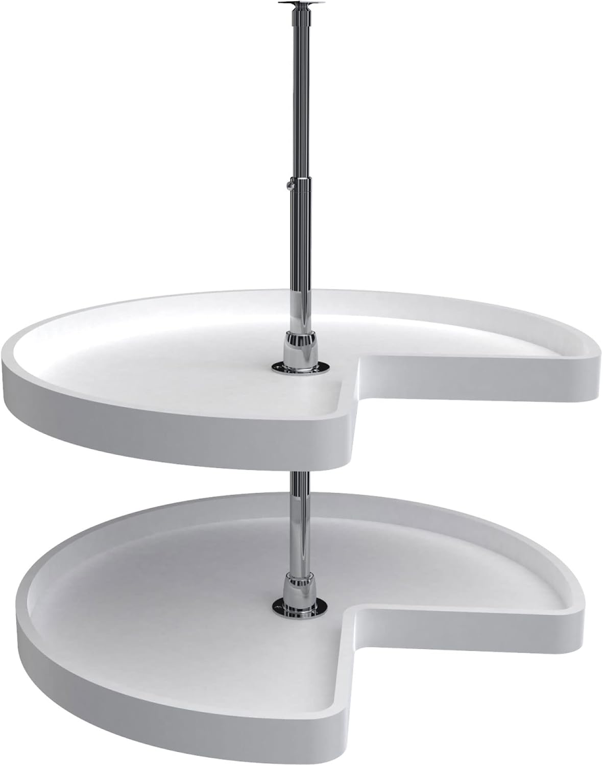 32" Kidney Shaped Dual Tier Lazy Susan Organizer, White