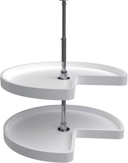32" Kidney Shaped Dual Tier Lazy Susan Organizer, White