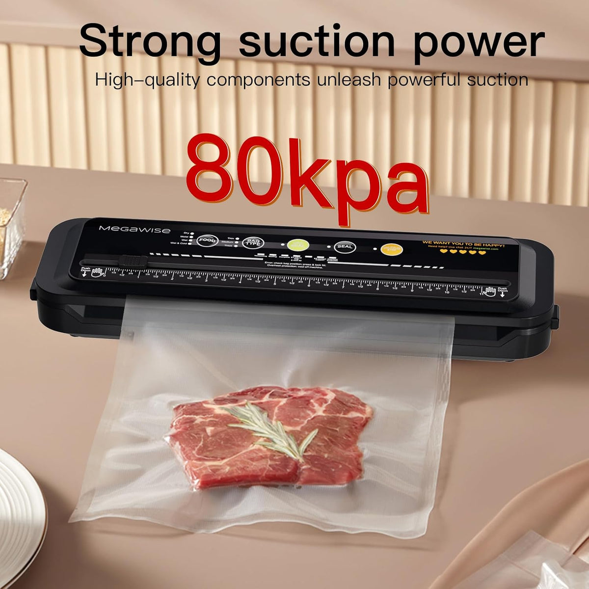 Vacuum Sealer Machine, 80kPa, Built-In Cutter, Dry/Moist